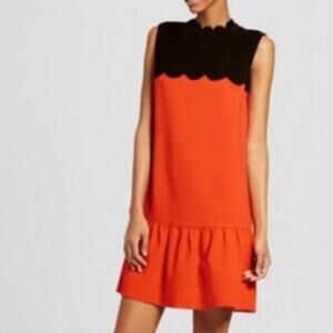 VICTORIA BECKHAM for Target Orange/Black scallop shift dress size XS